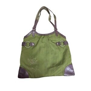 Highway Nylon Shoulder Bag Green 14 X 12 Flower Design Boho Fairy Worn